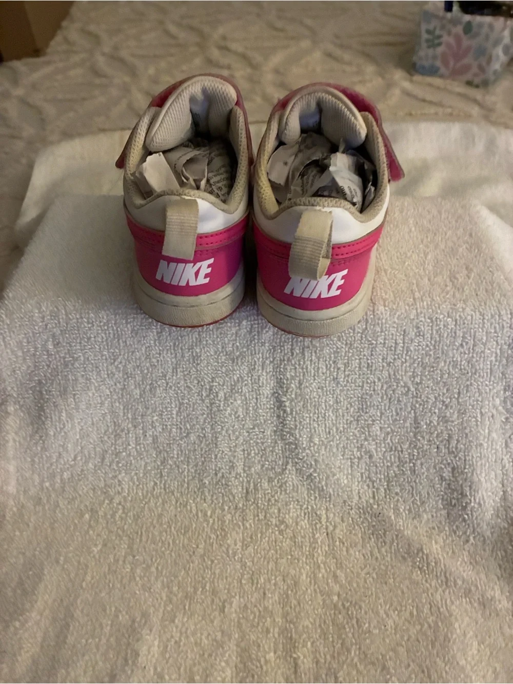Nike “Court Borough Low”White and Bright Pink Low-Top Sneakers